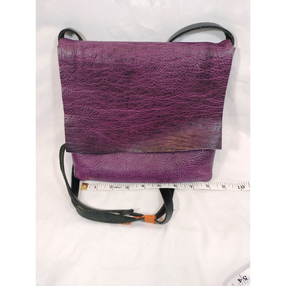 Handmade Purple‎ Textured Leather Crossbody Bag